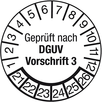 Geprüft nach DGUV Vorschrift 3 | Prüfplaketten