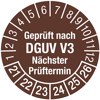 Geprüft nach DGUV V3 (braun) | Prüfplaketten