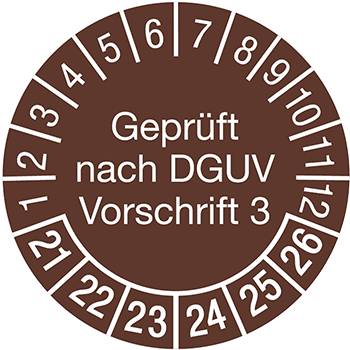 Geprüft nach DGUV Vorschrift 3 (braun) | Prüfplaketten