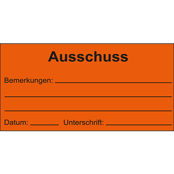 Ausschuss | Qualitätssicherungs&shy;etiketten