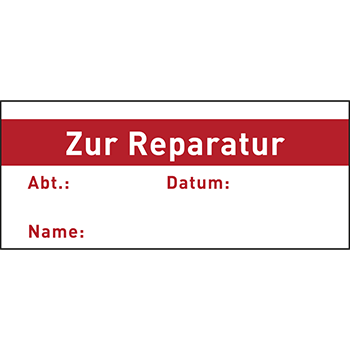 Zur Reparatur | Qualitätssicherungs&shy;etiketten