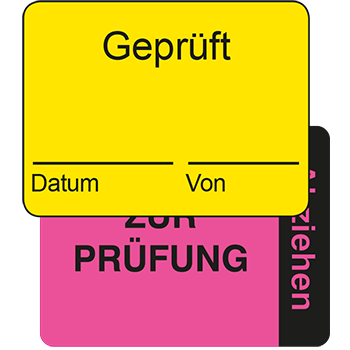 Geprüft | Qualitätssicherungs&shy;etiketten