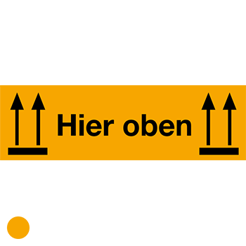 Hier oben | Versandgut und Verpackungsetiketten