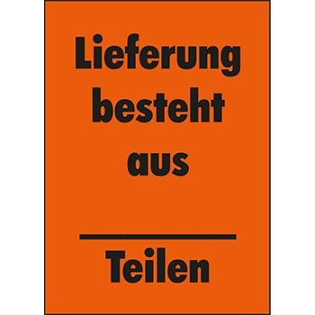 Lieferung besteht aus | Versandgut und Verpackungsetiketten