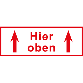 Hier oben | Versandgut und Verpackungsetiketten